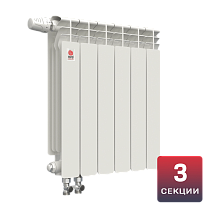 Биметаллический радиатор НРЗ ПРОФИ 500/100 3 секции, 591 Вт, нижнее подключение