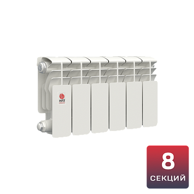 Биметаллический радиатор НРЗ ПРОФИ 200/100 8 секций, 880 Вт, боковое подключение