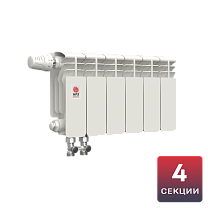 Биметаллический радиатор НРЗ ПРОФИ 200/100 4 секции, 440 Вт, нижнее подключение
