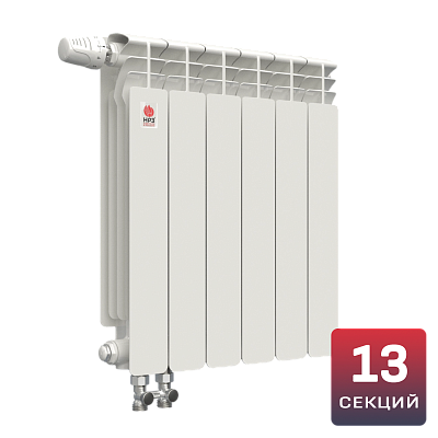 Биметаллический радиатор НРЗ ПРОФИ 500/100 13 секций, 2561 Вт, нижнее подключение