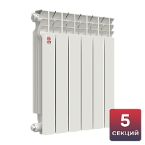 Алюминиевый радиатор НРЗ ЛЮКС 2.0 500/100 5 секций, 1000 Вт, боковое подключение