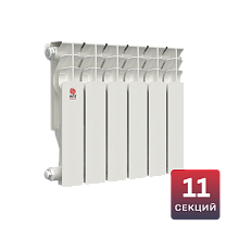 Алюминиевый радиатор НРЗ ЛЮКС 2.0 350/100 11 секций, 1650 Вт, боковое подключение