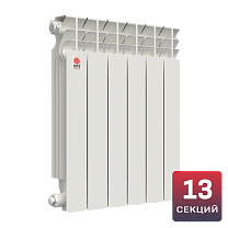 Алюминиевый радиатор НРЗ ЛЮКС 2.0 500/100 13 секций, 2600 Вт, боковое подключение