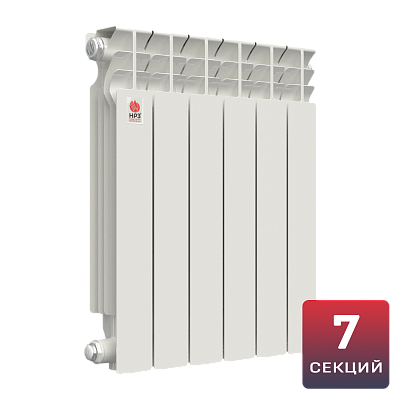 Алюминиевый радиатор НРЗ ЛЮКС 2.0 500/100 7 секций, 1400 Вт, боковое подключение