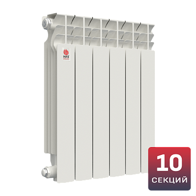 Алюминиевый радиатор НРЗ ЛЮКС 2.0 500/100 10 секций, 2000 Вт, боковое подключение