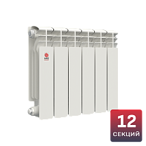 Биметаллический радиатор НРЗ ПРОФИ 350/100 12 секций, 1980 Вт, боковое подключение