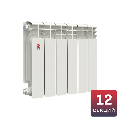 Биметаллический радиатор НРЗ ПРОФИ 350/100 12 секций, 1980 Вт, боковое подключение