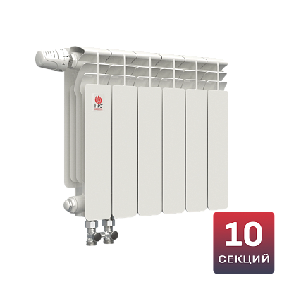 Биметаллический радиатор НРЗ ПРОФИ 350/100 10 секций, 1650 Вт, нижнее подключение