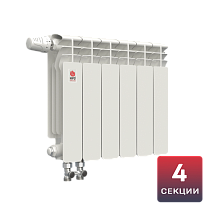 Биметаллический радиатор НРЗ ПРОФИ 350/100 4 секции, 660 Вт, нижнее подключение